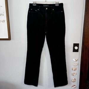 Ralph Lauren LRL Corduroy Pants Womens 6 Black Classic Straight Stretch 5 Pocket